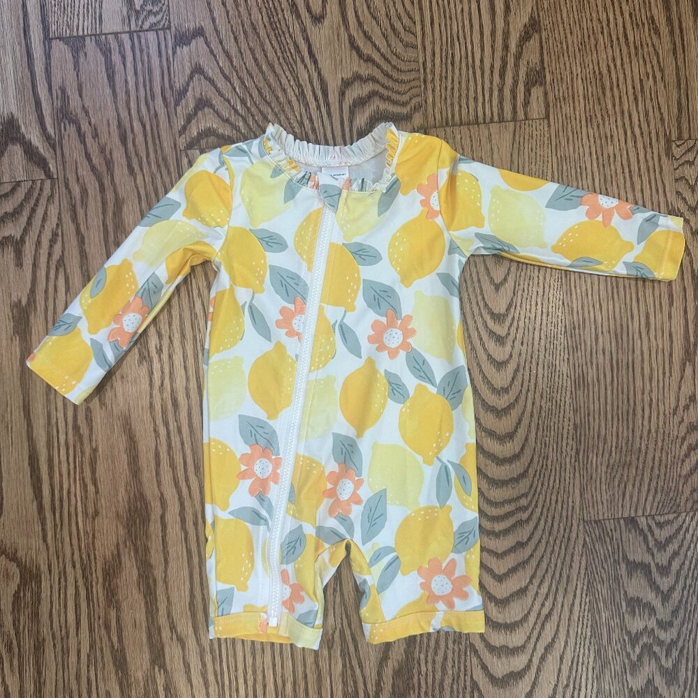 Just One You by Carters Infant Swimsuit 6 Months Long Sleeve Zipper Front Lemons